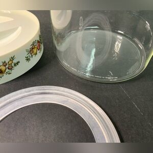 Vintage Pyrex ‘see n store’ glass canister by Corning: Spice of Life Pattern 3qt